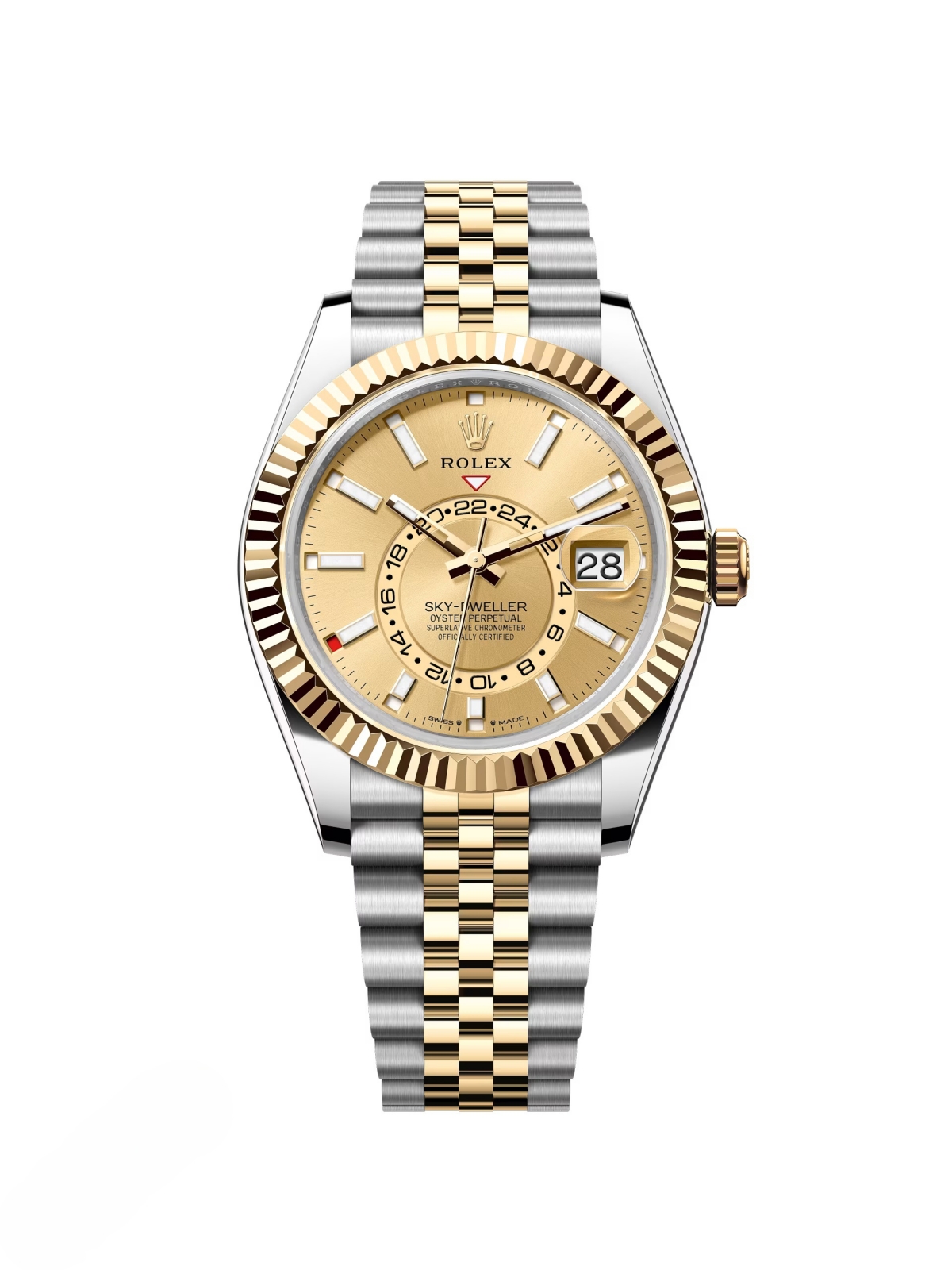 【Super Clone】RLX  Sky-Dweller 42mm Two-Tone Yellow Gold Champagne Dial Jubilee - 336933 - New 2025