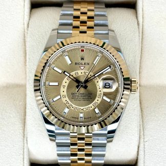 【Super Clone】RLX  Sky-Dweller 42mm Two-Tone Yellow Gold Champagne Dial Jubilee - 336933 - New 2025