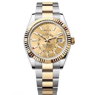 【Super Clone】RLX  Sky-Dweller 42mm Two-Tone Yellow Gold Champagne Dial Oyster - 336933 - New 2025