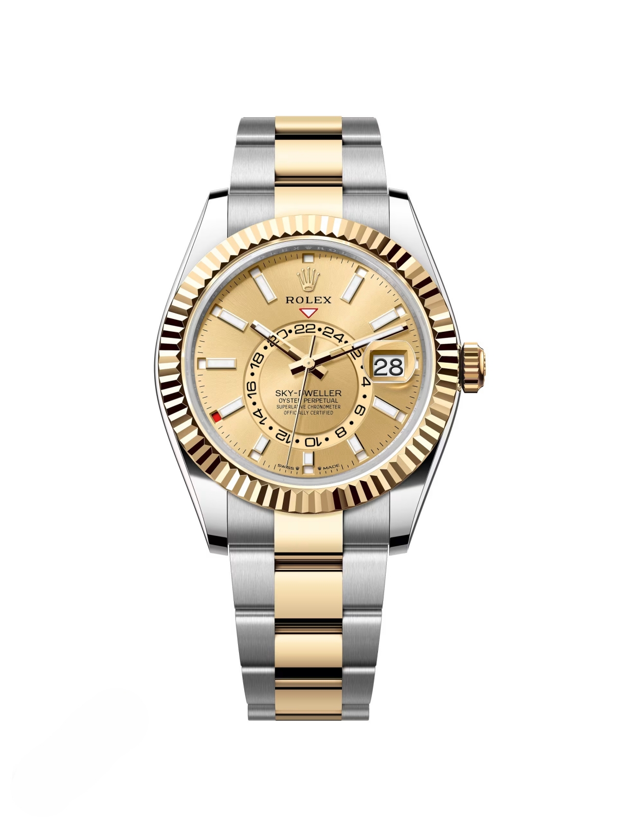 【Super Clone】RLX  Sky-Dweller 42mm Two-Tone Yellow Gold Champagne Dial Oyster - 336933 - New 2025
