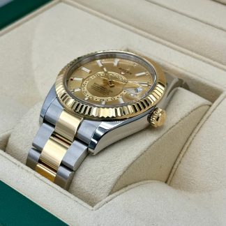 【Super Clone】RLX  Sky-Dweller 42mm Two-Tone Yellow Gold Champagne Dial Oyster - 336933 - New 2025