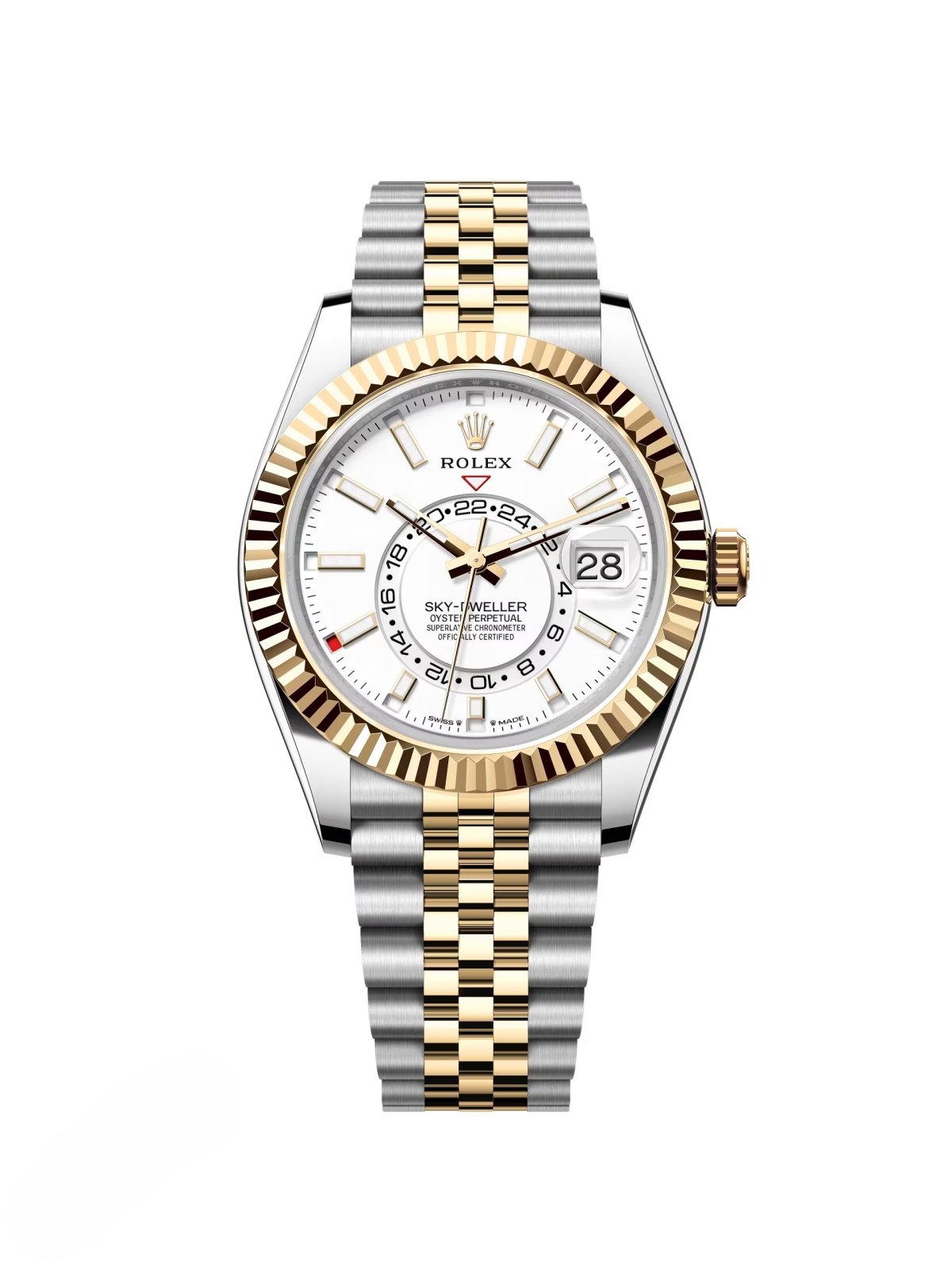 【Super Clone】RLX  Sky-Dweller 42mm Two-Tone Yellow Gold White Dial Jubilee - 336933 - New 2025