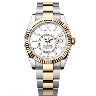 【Super Clone】RLX  Sky-Dweller 42mm Two-Tone Yellow Gold White Dial Oyster - 336933 - New 2025