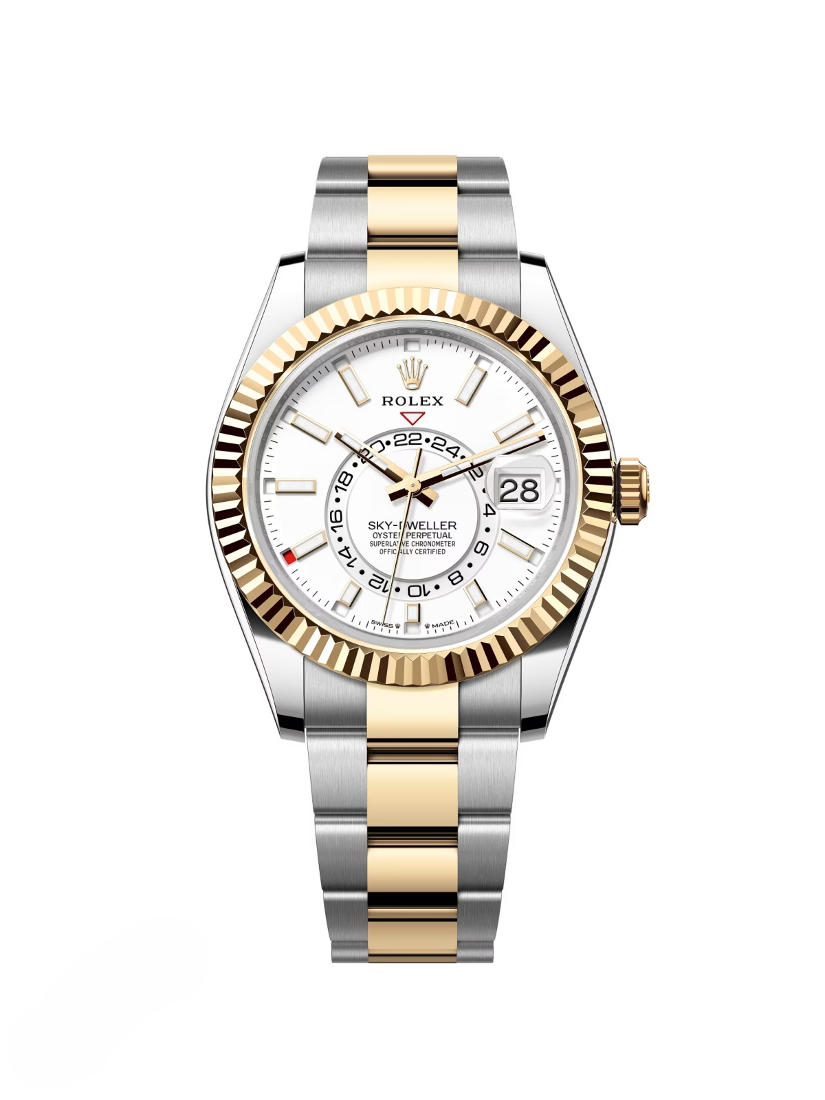【Super Clone】RLX  Sky-Dweller 42mm Two-Tone Yellow Gold White Dial Oyster - 336933 - New 2025