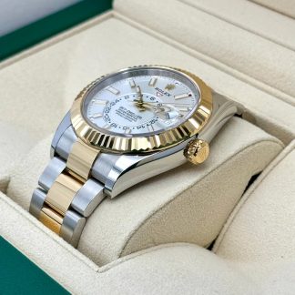 【Super Clone】RLX  Sky-Dweller 42mm Two-Tone Yellow Gold White Dial Oyster - 336933 - New 2025