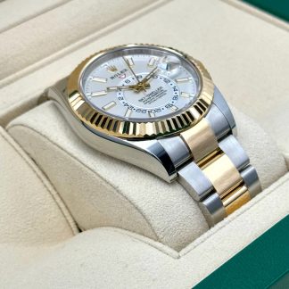 【Super Clone】RLX  Sky-Dweller 42mm Two-Tone Yellow Gold White Dial Oyster - 336933 - New 2025