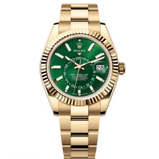 【Super Clone】RLX  Sky-Dweller 42mm Yellow Gold Bright Green Dial Oyster - 336938 - New 2025 Release
