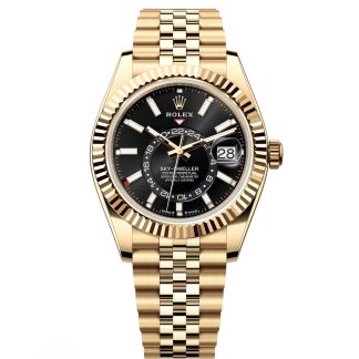 【Super Clone】RLX  Sky-Dweller 42mm Yellow Gold Black Dial Jubilee - 336938