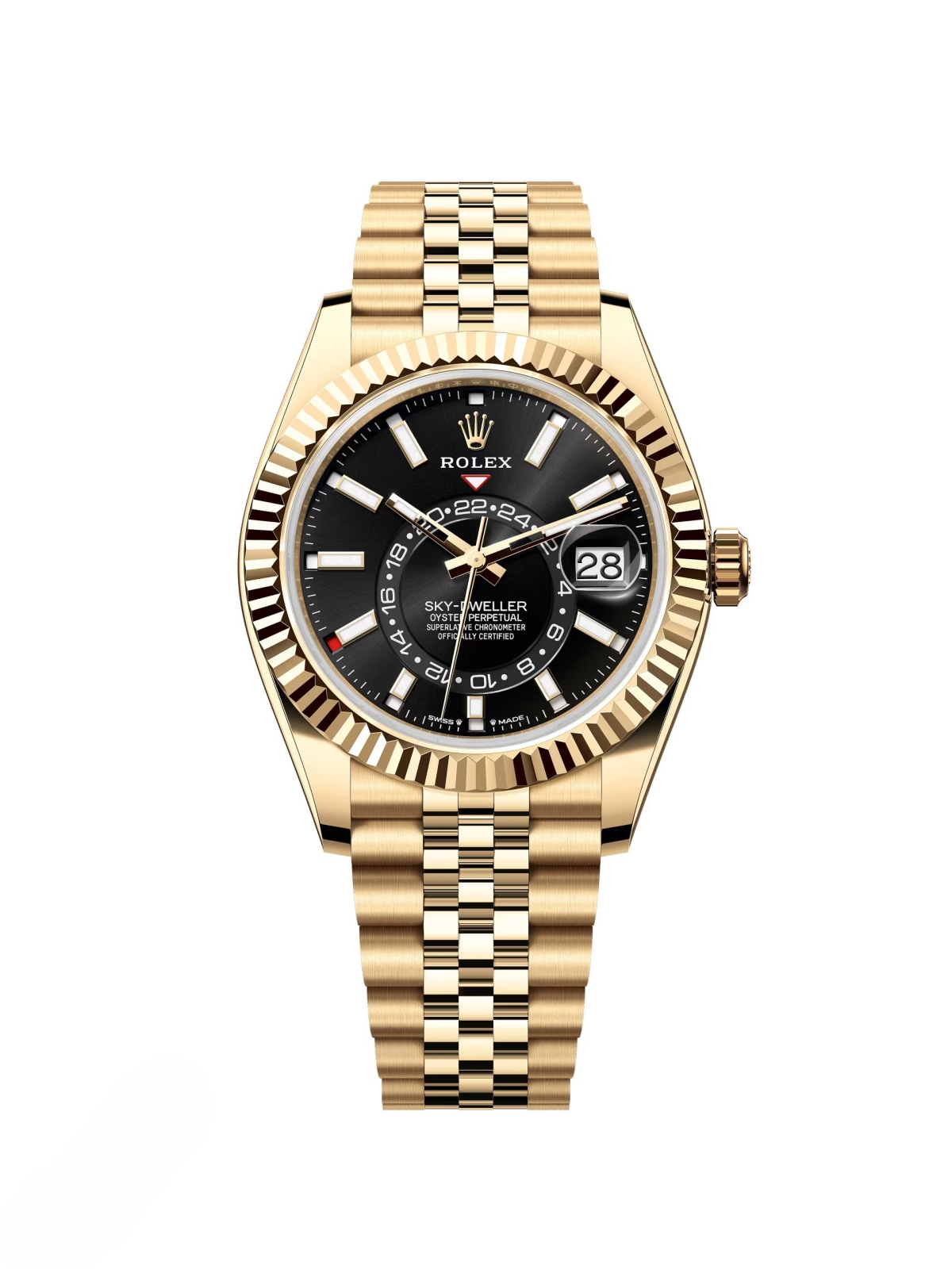 【Super Clone】RLX  Sky-Dweller 42mm Yellow Gold Black Dial Jubilee - 336938