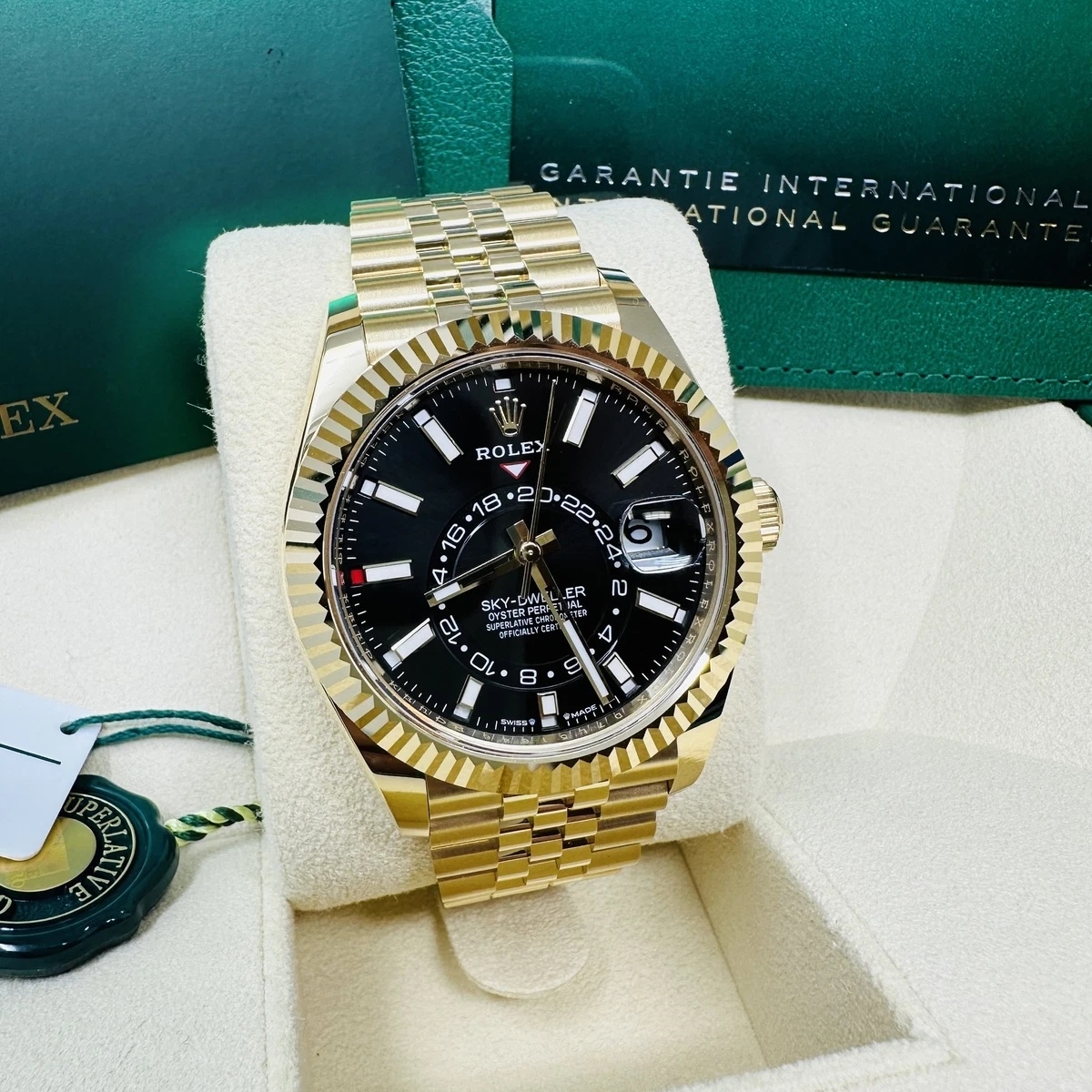 【Super Clone】RLX  Sky-Dweller 42mm Yellow Gold Black Dial Jubilee - 336938