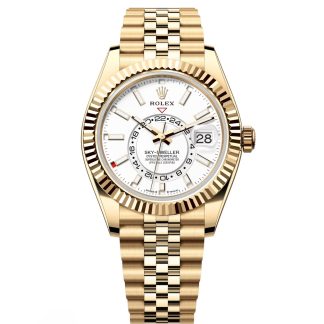 【Super Clone】RLX  Sky-Dweller 42mm Yellow Gold White Dial Jubilee - 336938