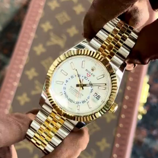【Super Clone】RLX  Sky-Dweller 42mm Yellow Gold White Dial Jubilee - 336938