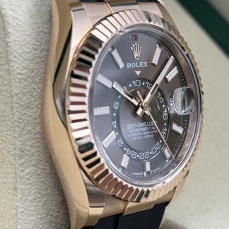 【Super Clone】RLX  Sky-Dweller 42mm Rose Gold Chocolate Dial Oysterflex - 336235