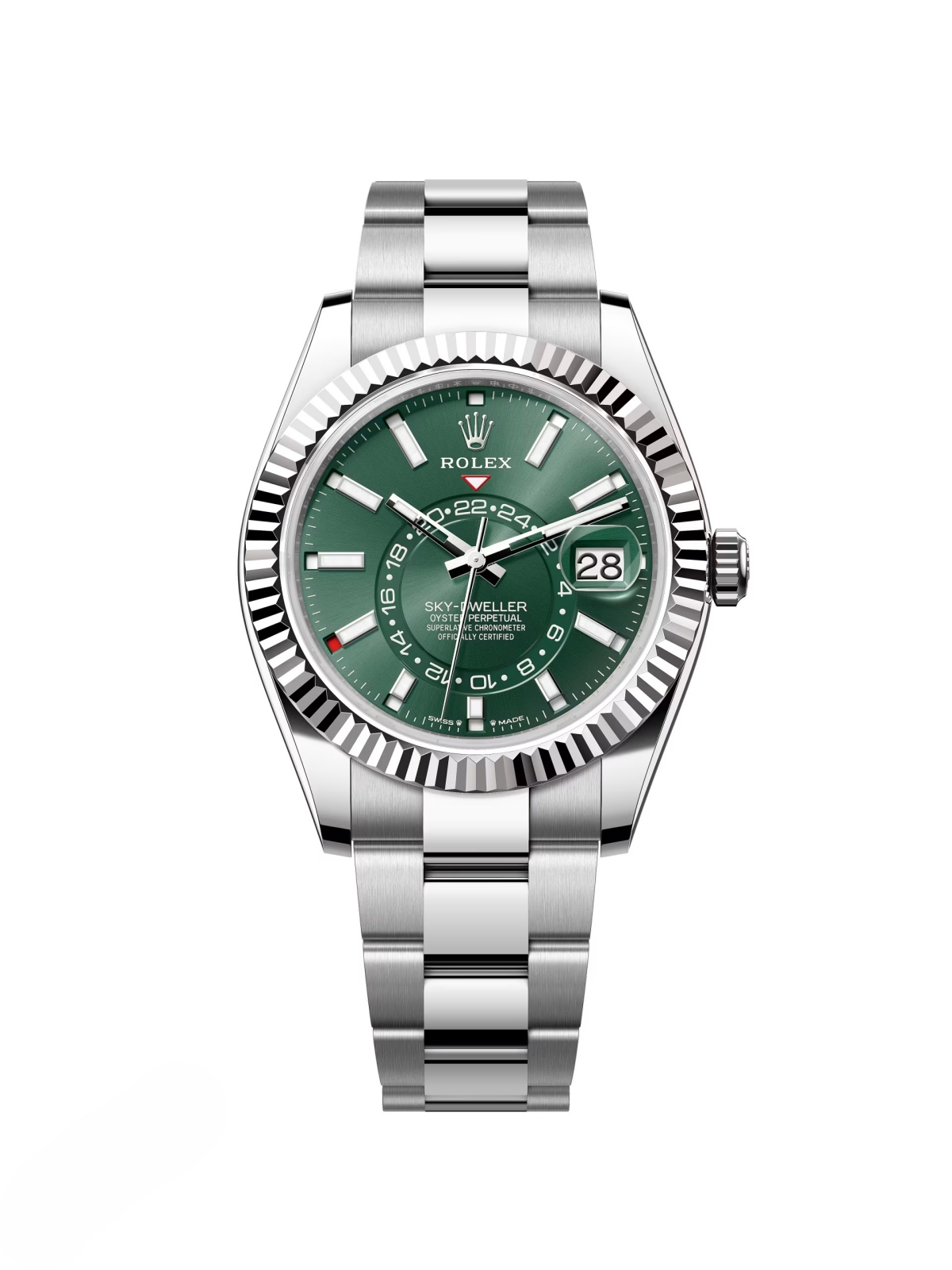 【Super Clone】RLX  Sky-Dweller 42mm Stainless Steel Green Dial Oyster - 336934