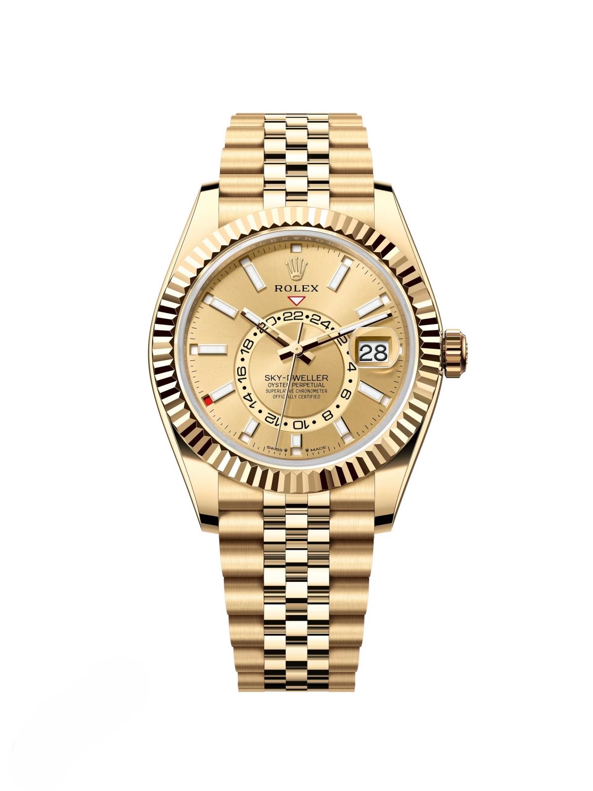 【Super Clone】RLX  Sky-Dweller 42mm Yellow Gold Champagne Dial Jubilee - 336938
