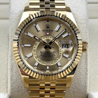 【Super Clone】RLX  Sky-Dweller 42mm Yellow Gold Champagne Dial Jubilee - 336938