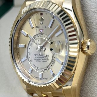 【Super Clone】RLX  Sky-Dweller 42mm Yellow Gold Champagne Dial Jubilee - 336938