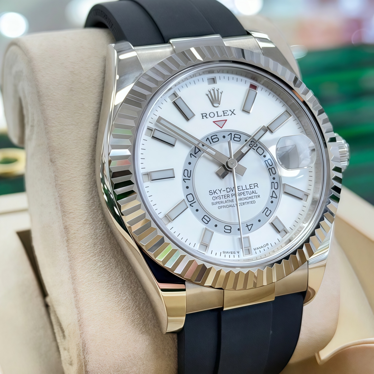 【Super Clone】RLX Sky-Dweller 42mm White Gold White Dial Oysterflex - 336239