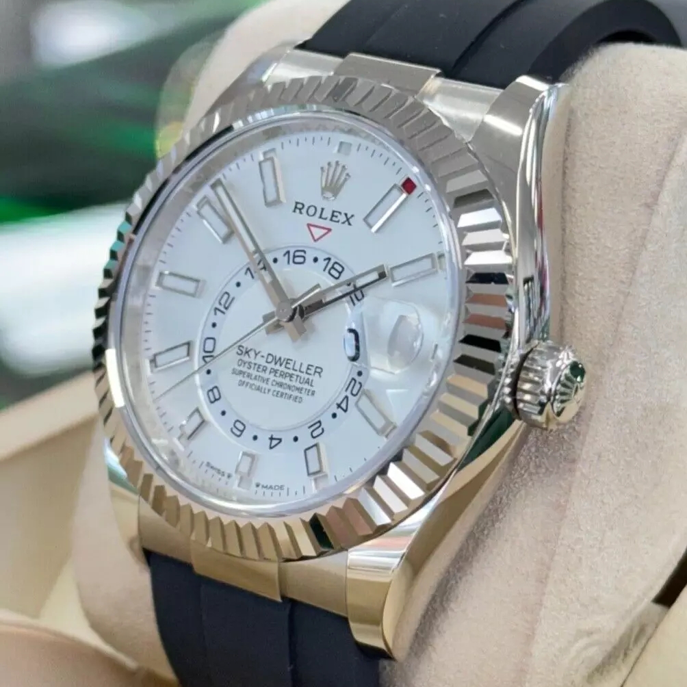 【Super Clone】RLX Sky-Dweller 42mm White Gold White Dial Oysterflex - 336239
