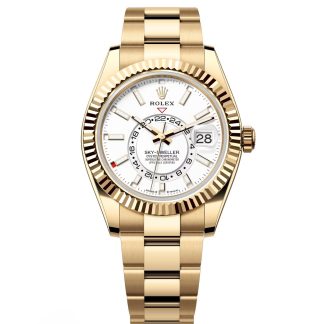 【Super Clone】RLX  Sky-Dweller 42mm Yellow Gold White Dial Oyster - 336938