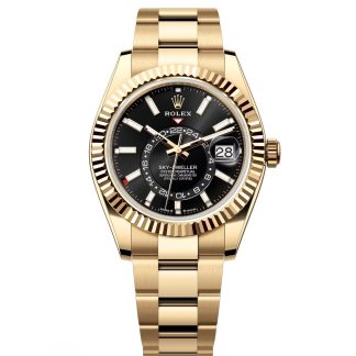 【Super Clone】RLX  Sky-Dweller 42mm Yellow Gold Black Dial Oyster - 336938
