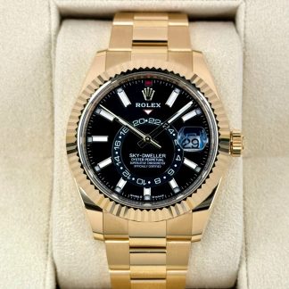【Super Clone】RLX  Sky-Dweller 42mm Yellow Gold Black Dial Oyster - 336938
