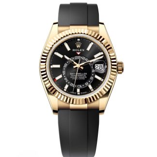 【Super Clone】RLX  Sky-Dweller 42mm Yellow Gold Black Dial Oysterflex - 336238