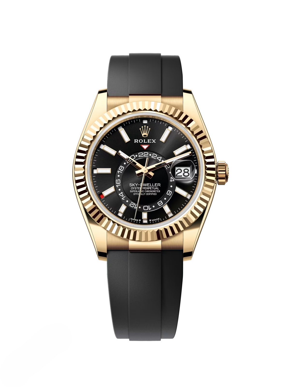 【Super Clone】RLX  Sky-Dweller 42mm Yellow Gold Black Dial Oysterflex - 336238