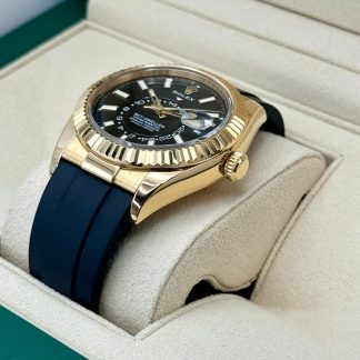 【Super Clone】RLX  Sky-Dweller 42mm Yellow Gold Black Dial Oysterflex - 336238