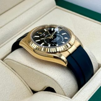 【Super Clone】RLX  Sky-Dweller 42mm Yellow Gold Black Dial Oysterflex - 336238
