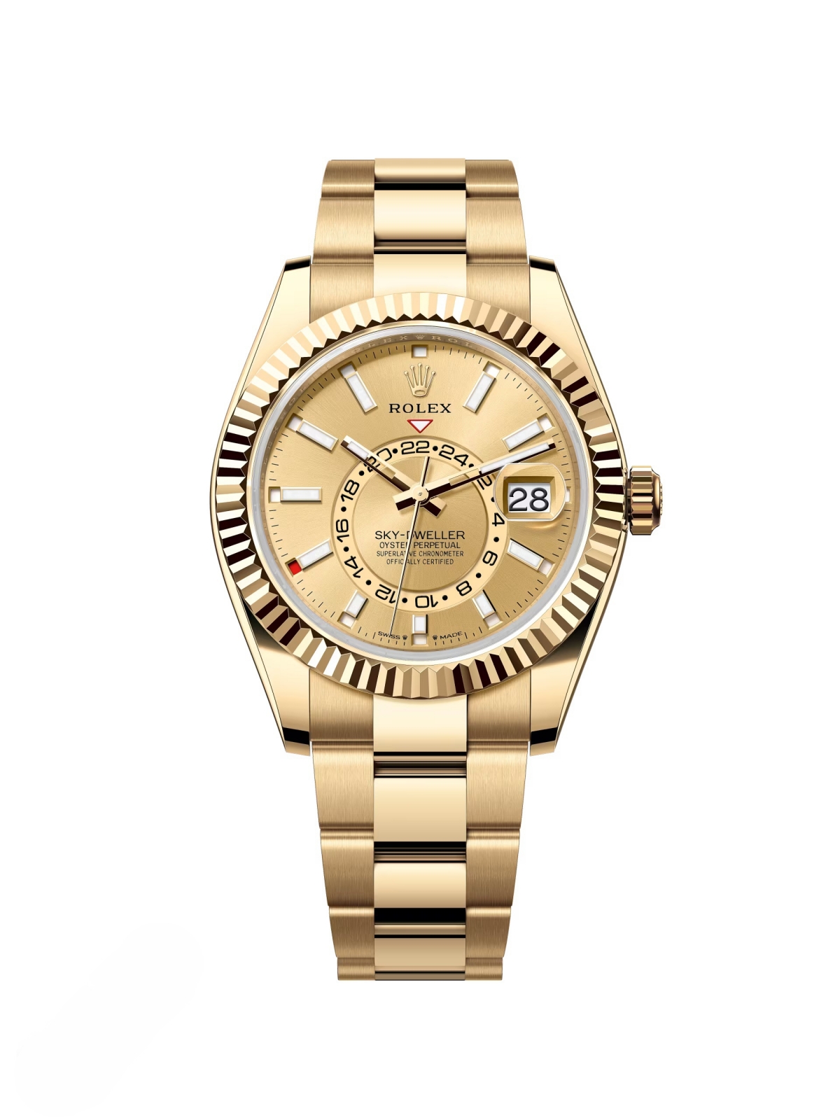 【Super Clone】RLX  Sky-Dweller 42mm Yellow Gold Champagne Dial Jubilee - 336938