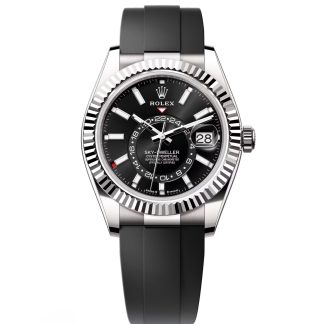 【Super Clone】RLX  Sky-Dweller 42mm White Gold Black Dial Oysterflex - 336239