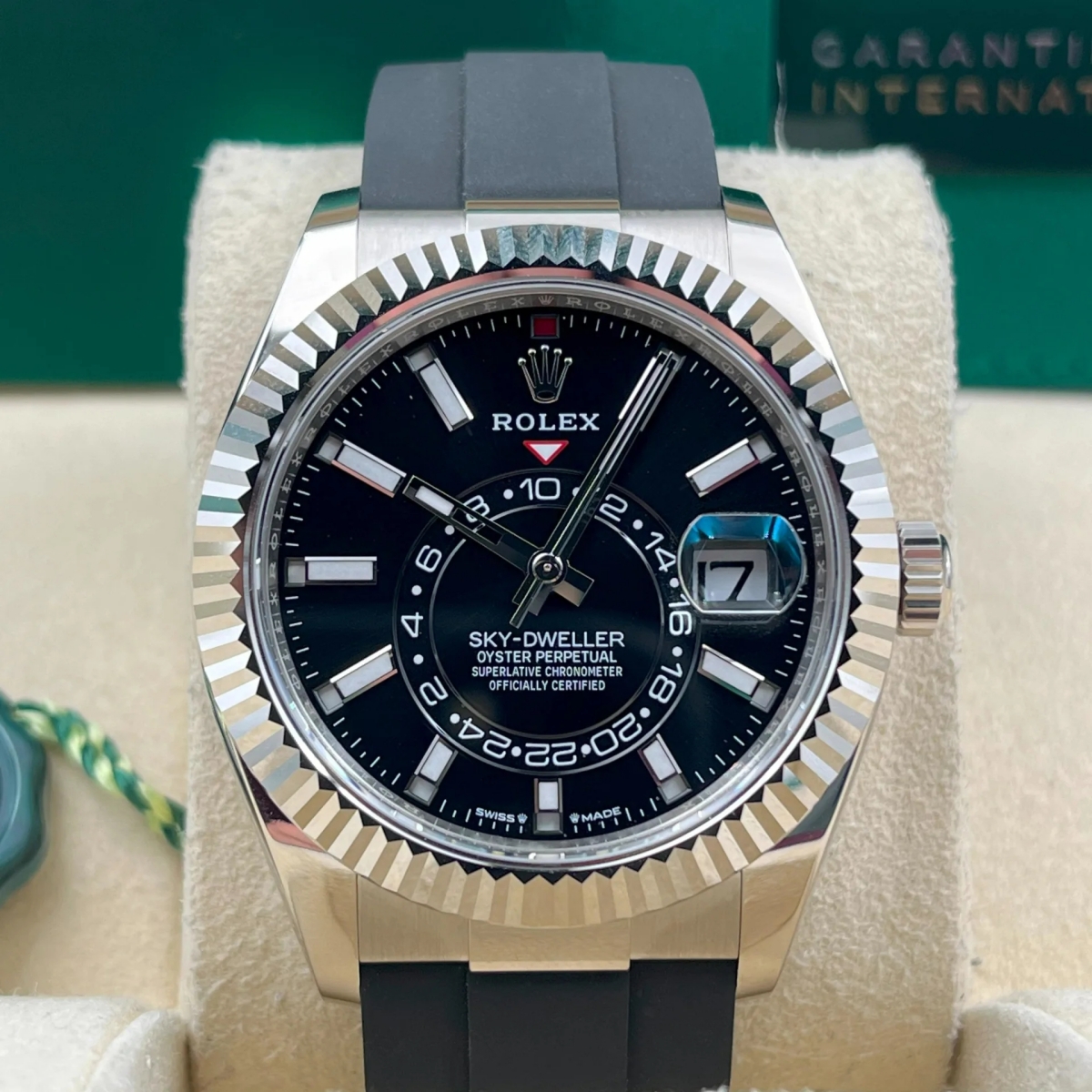 【Super Clone】RLX  Sky-Dweller 42mm White Gold Black Dial Oysterflex - 336239