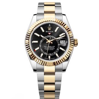 【Super Clone】RLX  Sky-Dweller 42mm Two-Tone Yellow Gold Black Dial Oyster - 336933 - New 2025