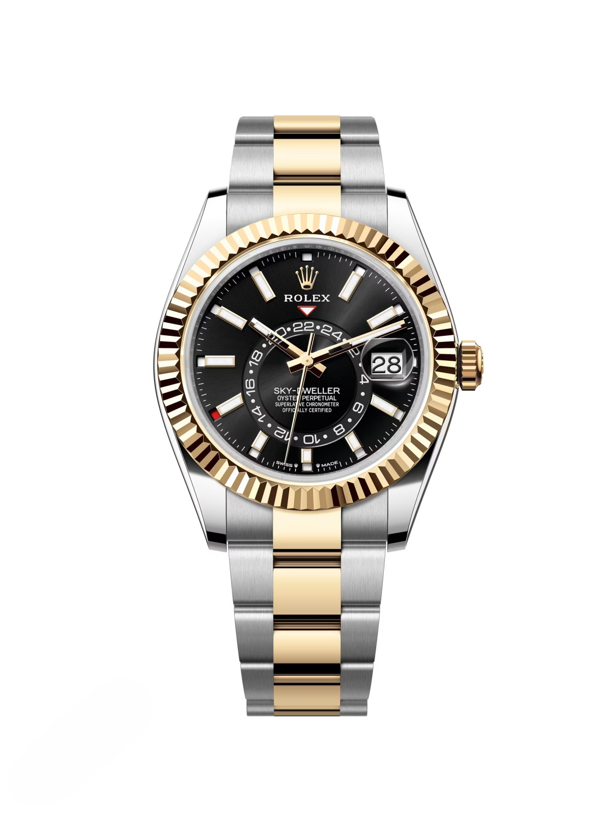 【Super Clone】RLX  Sky-Dweller 42mm Two-Tone Yellow Gold Black Dial Oyster - 336933 - New 2025
