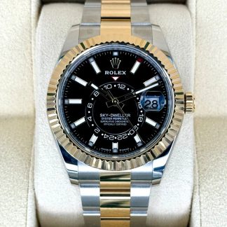 【Super Clone】RLX  Sky-Dweller 42mm Two-Tone Yellow Gold Black Dial Oyster - 336933 - New 2025