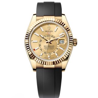 【Super Clone】RLX  Sky-Dweller 42mm Yellow Gold Champagne Dial Oysterflex - 336238