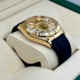 【Super Clone】RLX  Sky-Dweller 42mm Yellow Gold Champagne Dial Oysterflex - 336238