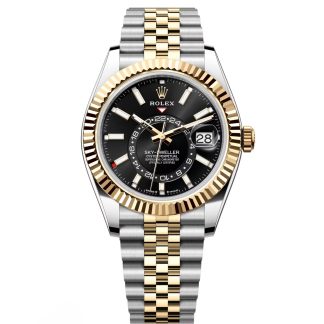 【Super Clone】RLX  Sky-Dweller 42mm Two-Tone Yellow Gold Black Dial Jubilee - 336933 - New 2025