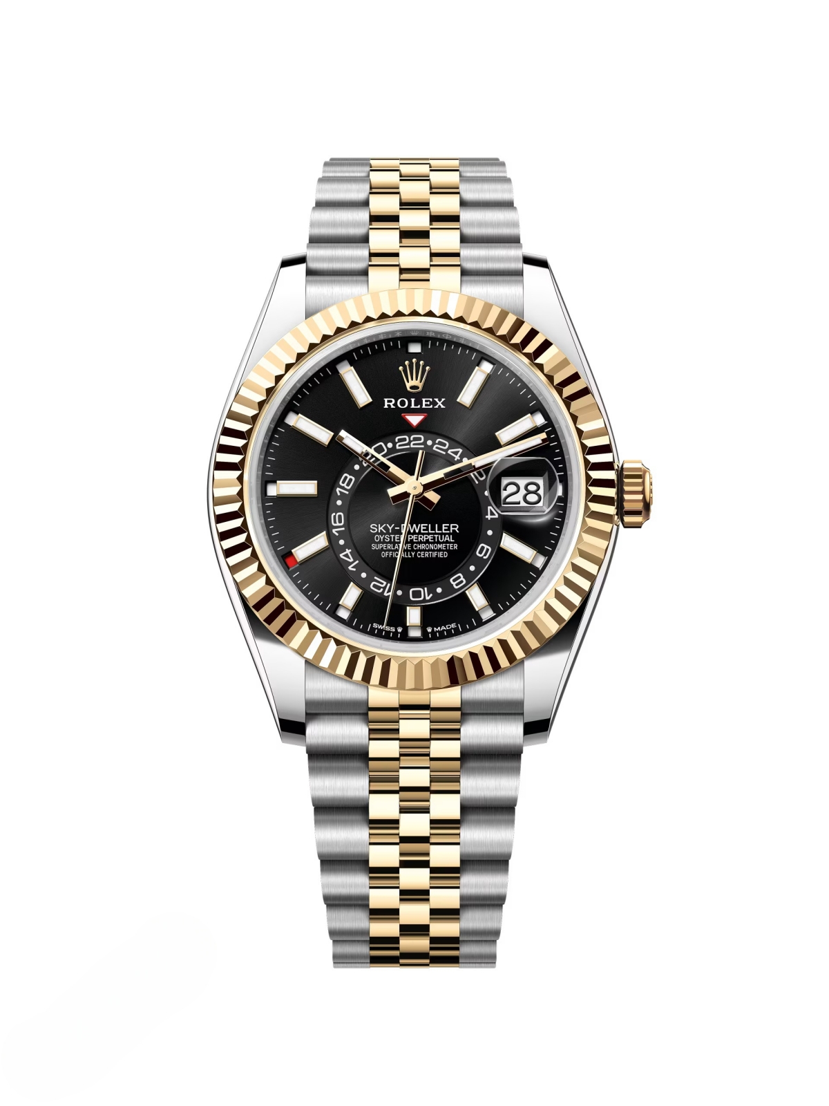 【Super Clone】RLX  Sky-Dweller 42mm Two-Tone Yellow Gold Black Dial Jubilee - 336933 - New 2025