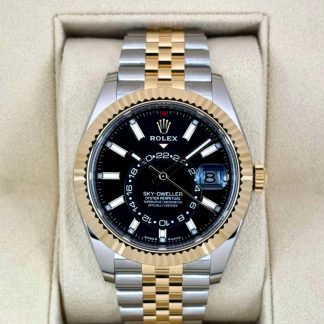 【Super Clone】RLX  Sky-Dweller 42mm Two-Tone Yellow Gold Black Dial Jubilee - 336933 - New 2025