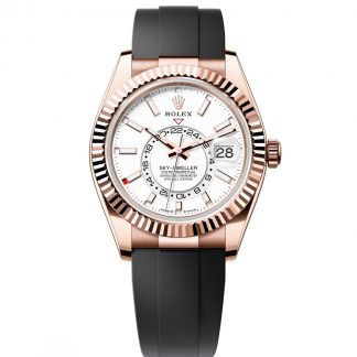 【Super Clone】RLX  Sky-Dweller 42mm Rose Gold White Dial Oysterflex - 336235