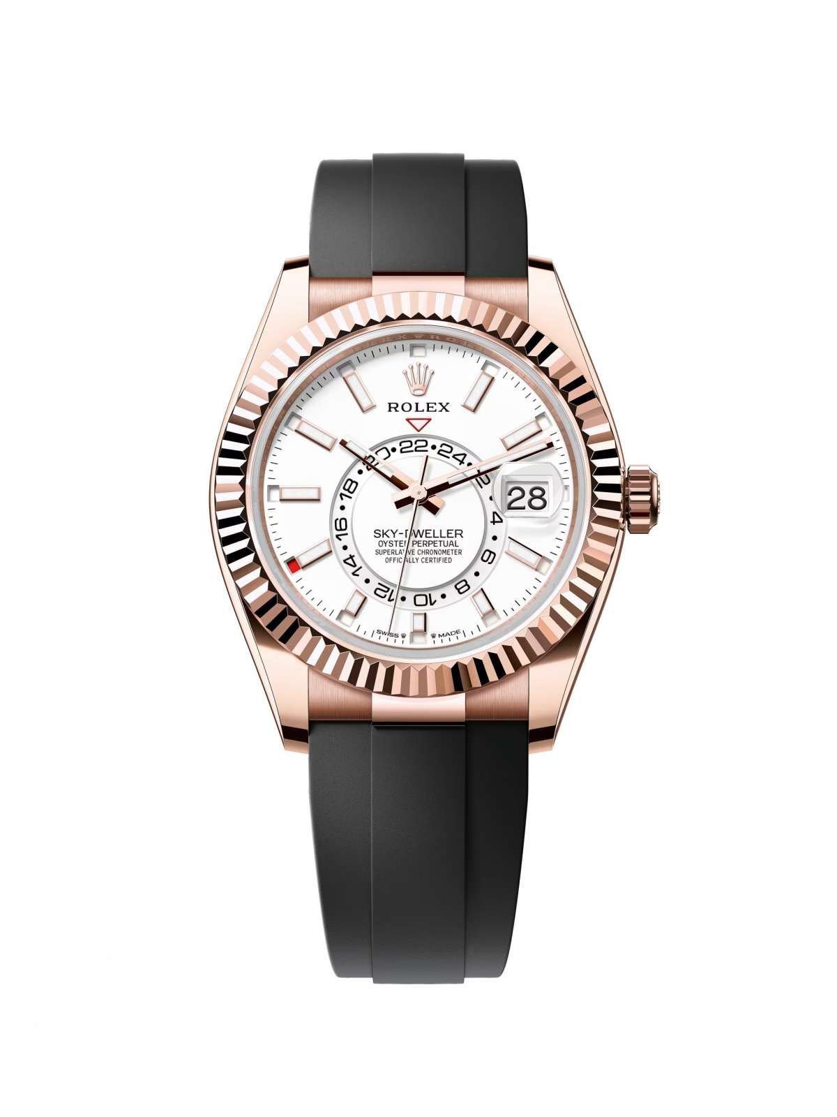 【Super Clone】RLX  Sky-Dweller 42mm Rose Gold White Dial Oysterflex - 336235