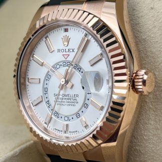 【Super Clone】RLX  Sky-Dweller 42mm Rose Gold White Dial Oysterflex - 336235