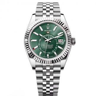 【Super Clone】RLX  Sky-Dweller 42mm Stainless Steel Green Dial Jubilee - 336934