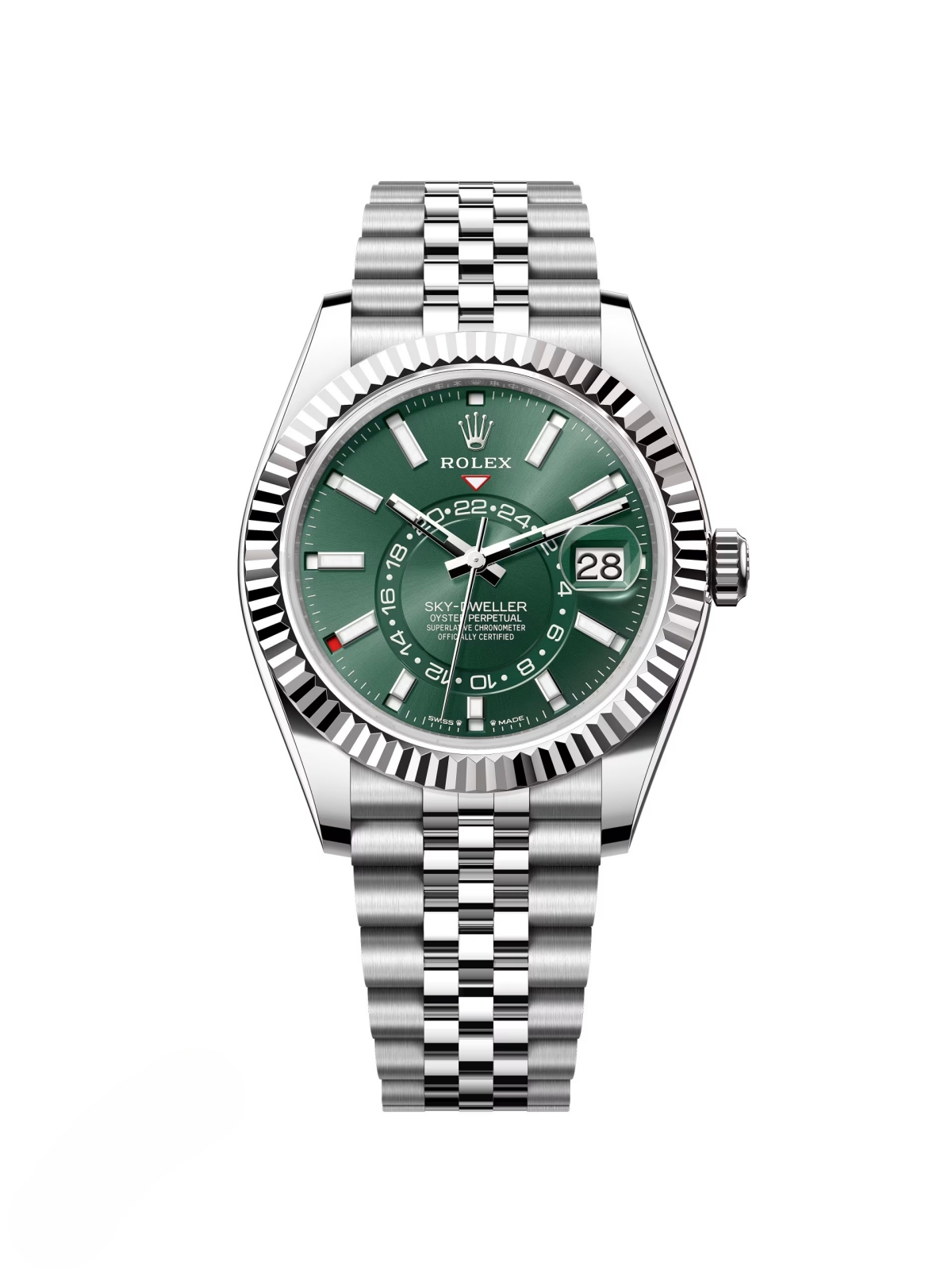 【Super Clone】RLX  Sky-Dweller 42mm Stainless Steel Green Dial Jubilee - 336934