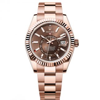 【Super Clone】RLX  Sky-Dweller 42mm Rose Gold Chocolate Dial Oyster - 336935