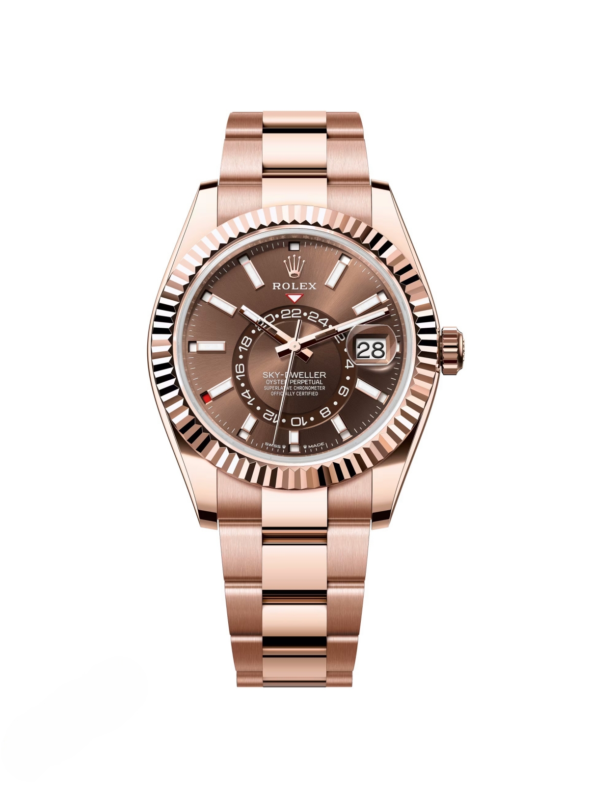 【Super Clone】RLX  Sky-Dweller 42mm Rose Gold Chocolate Dial Oyster - 336935