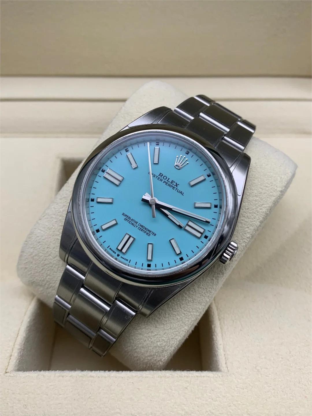 【Super Clone】ROyster Perpetual 41mm Swiss Replica Watch Tiffany Dial Ref 124300