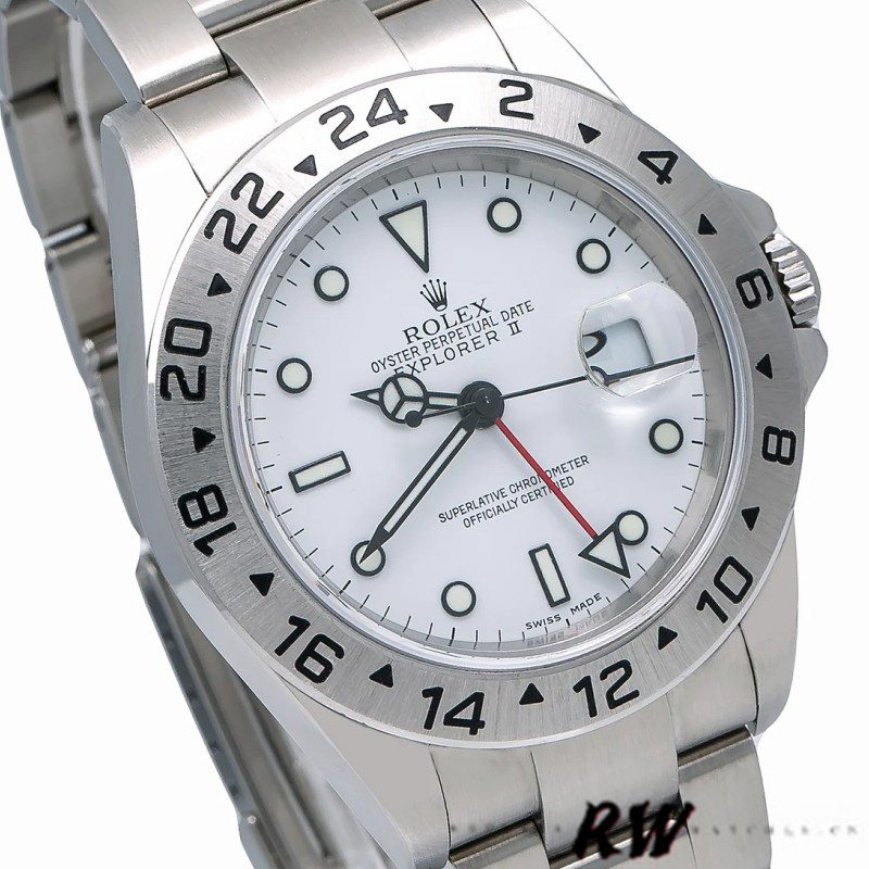 【Super Clone】Rolex Explorer II 16570 Stainless Steel White Dial 40MM Mens Replica Watch